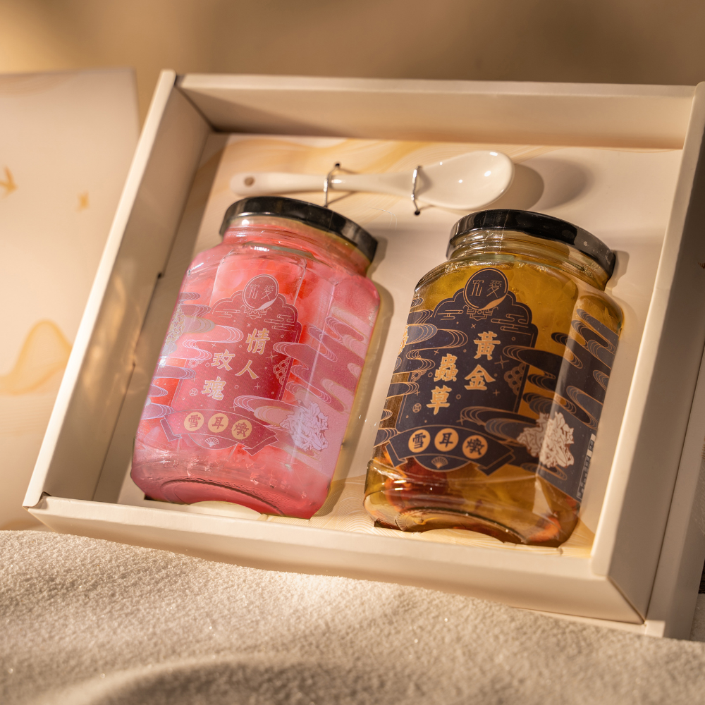 【究愛鮮燉】情人玫瑰&黃金蟲草極濃雪耳燉精緻禮盒(380ml*2) ▶90D019